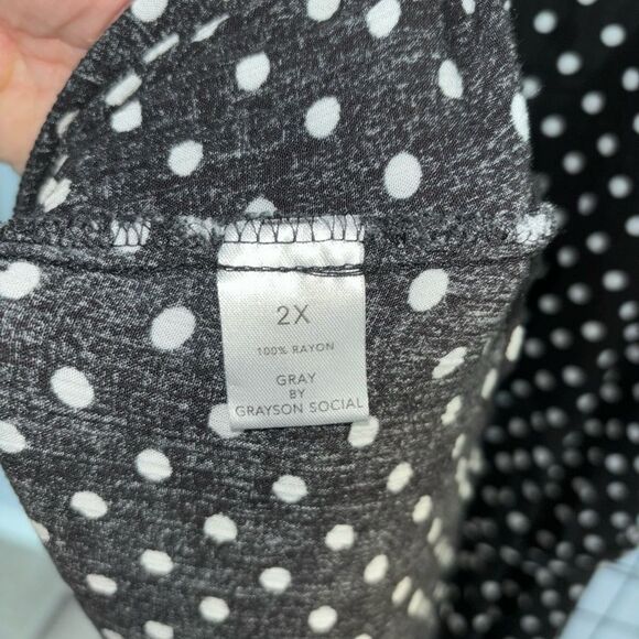 Gray by Grayson Social Plus Size Black and White Polka Dot Dress EUC - Picture 10 of 13